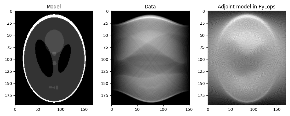 Model, Data, Adjoint model in PyLops