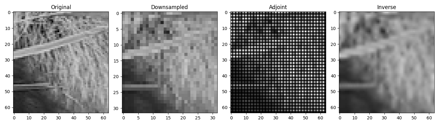 Original, Downsampled, Adjoint, Inverse